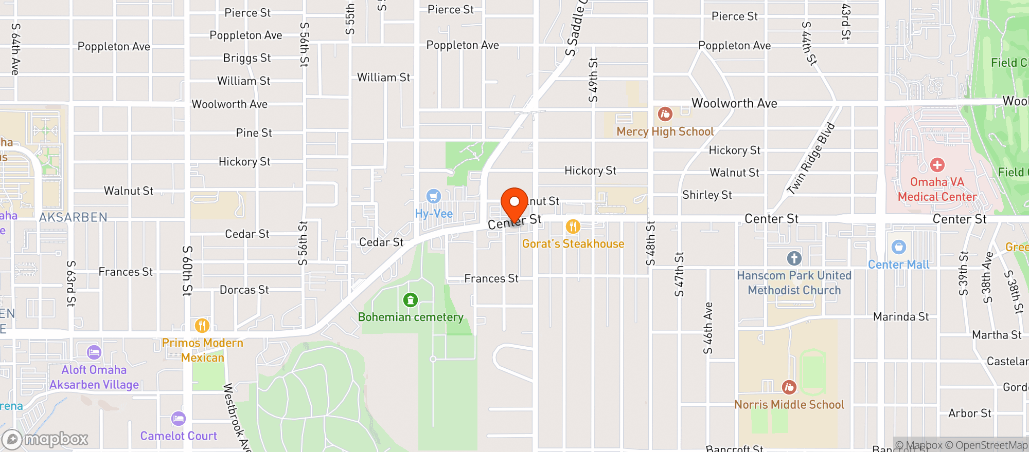 Map showing 42 Degrees - Center Street