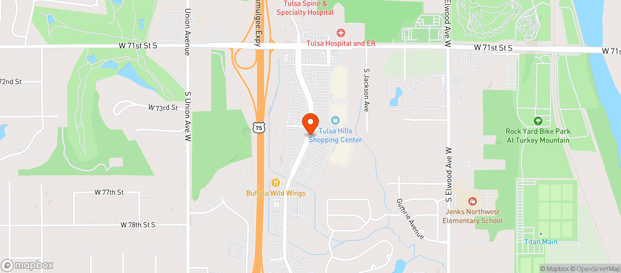 Map showing Tulsa Hills Wine Cellar