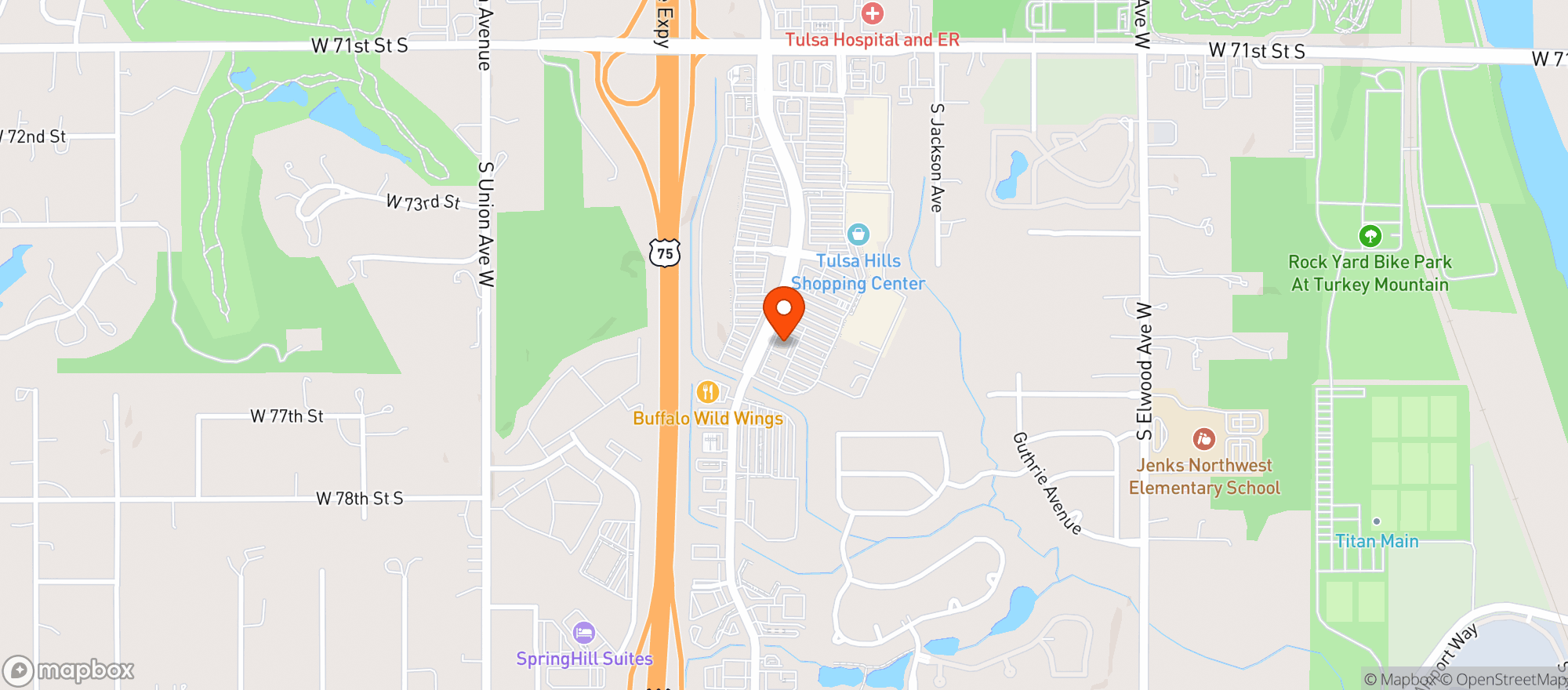 Map showing Hideaway Pizza