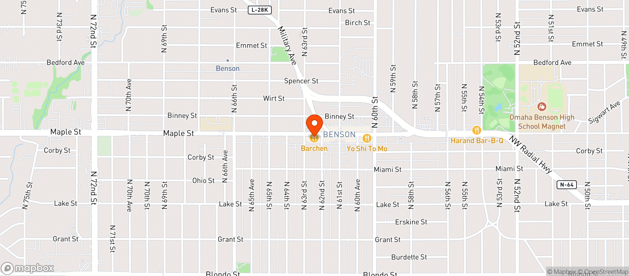 Map showing BARCHEN BEER GARDEN