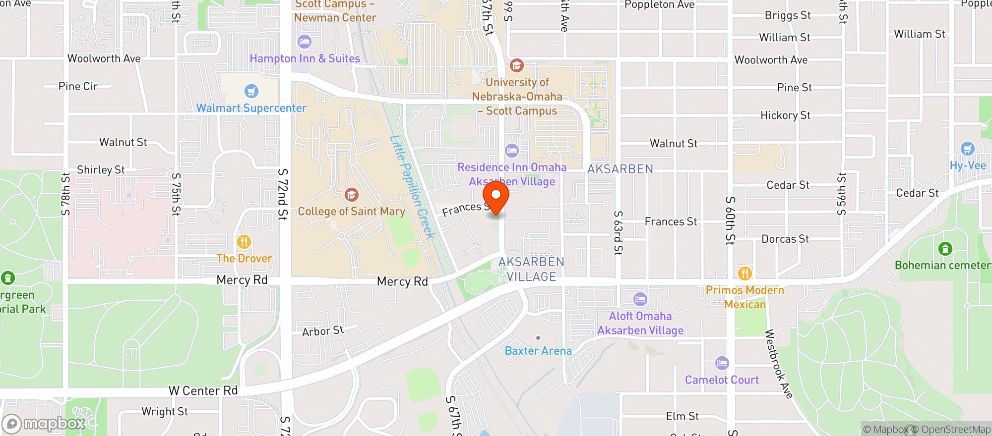 Map showing Djs Dugout Sports Bar