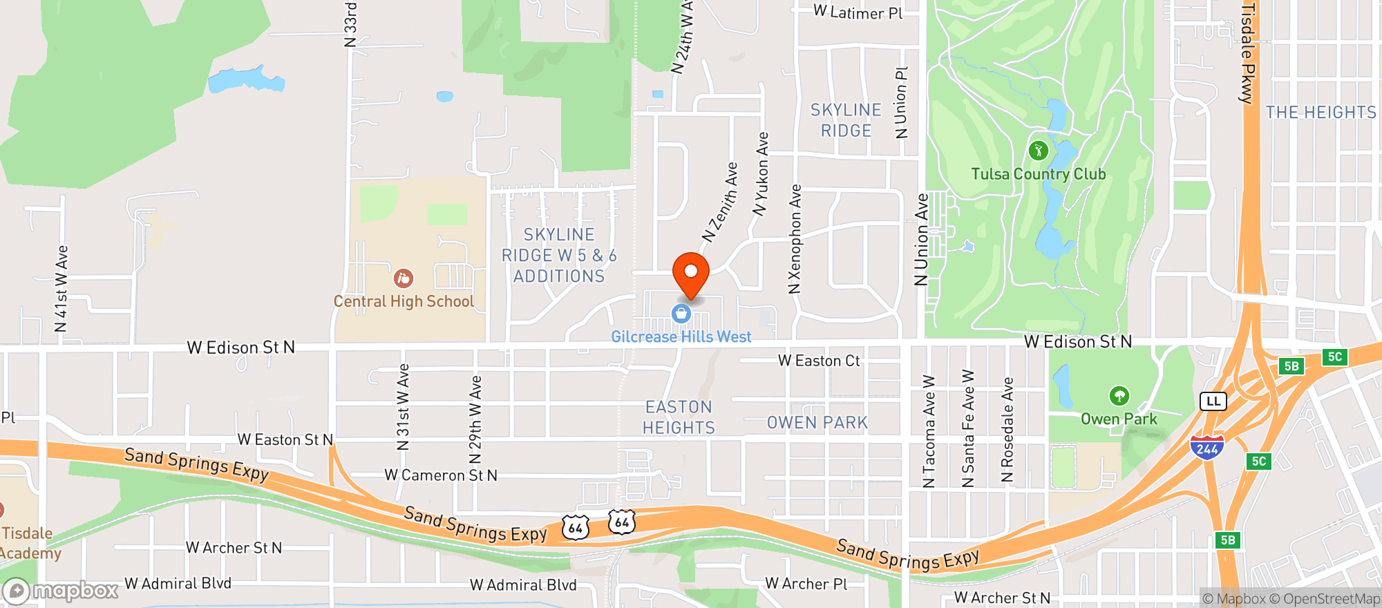 Map showing GILCREASE HILLS LIQUOR