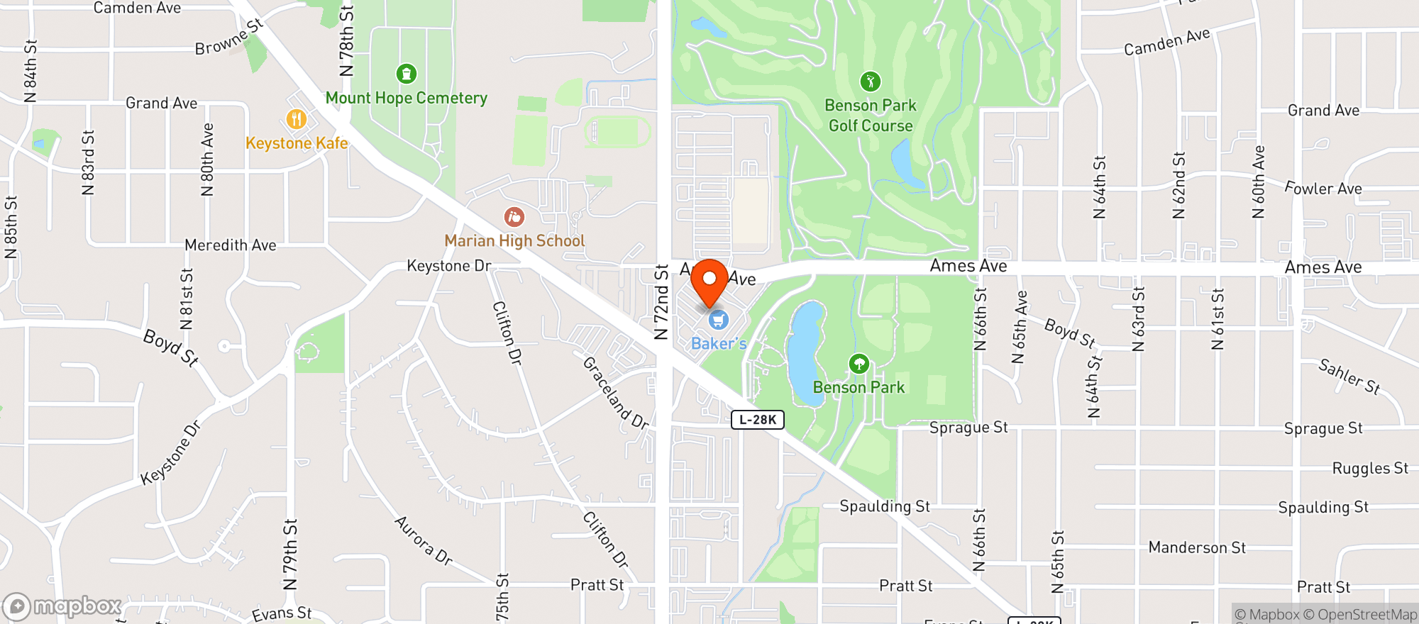 Map showing Baker S Supermarkets 301