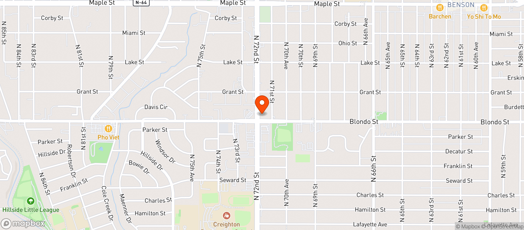 Map showing Okey Dokey Bar & Grill