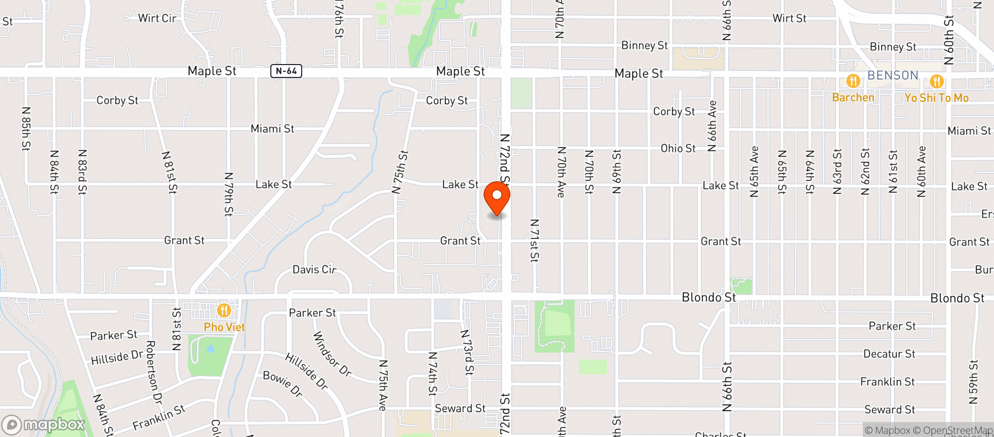 Map showing 42 Degrees - 72nd Street