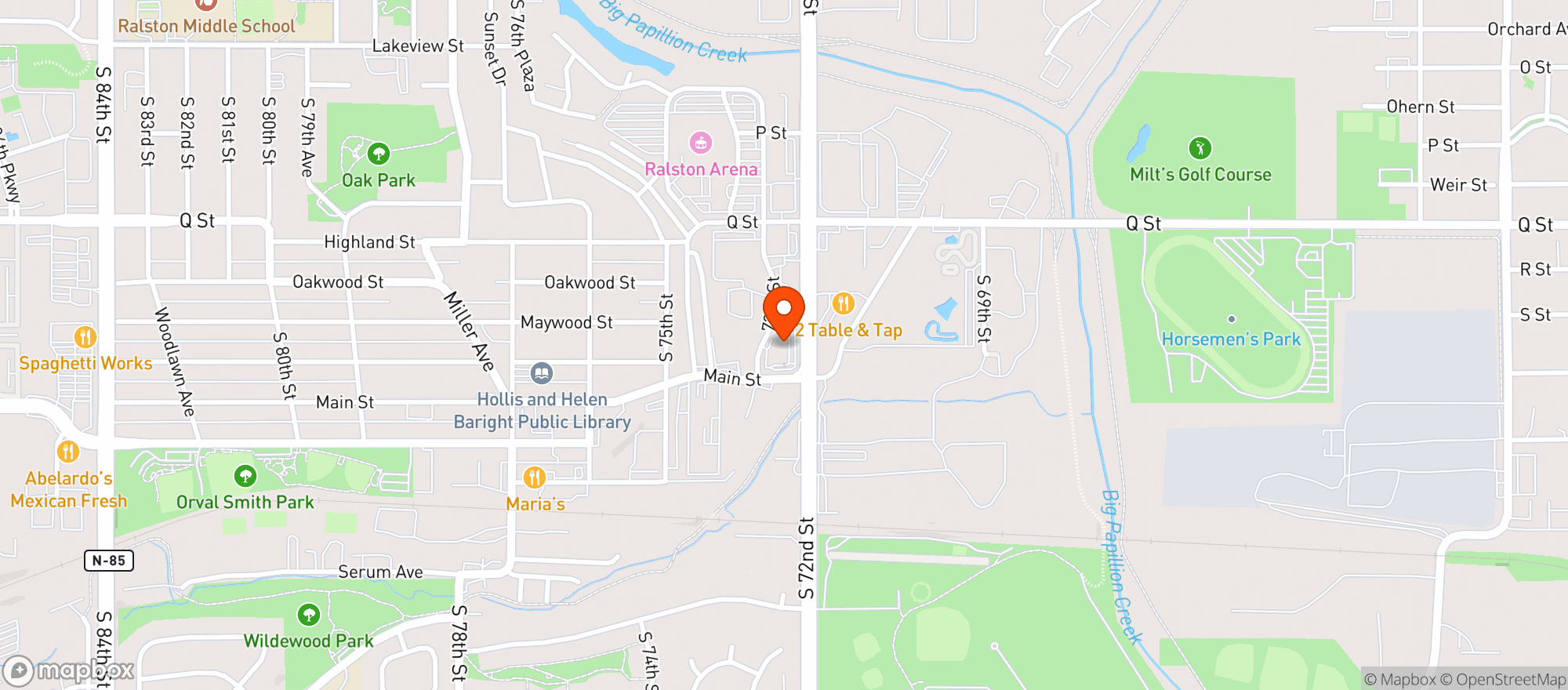 Map showing Grateful Green Dispensary - Ralston