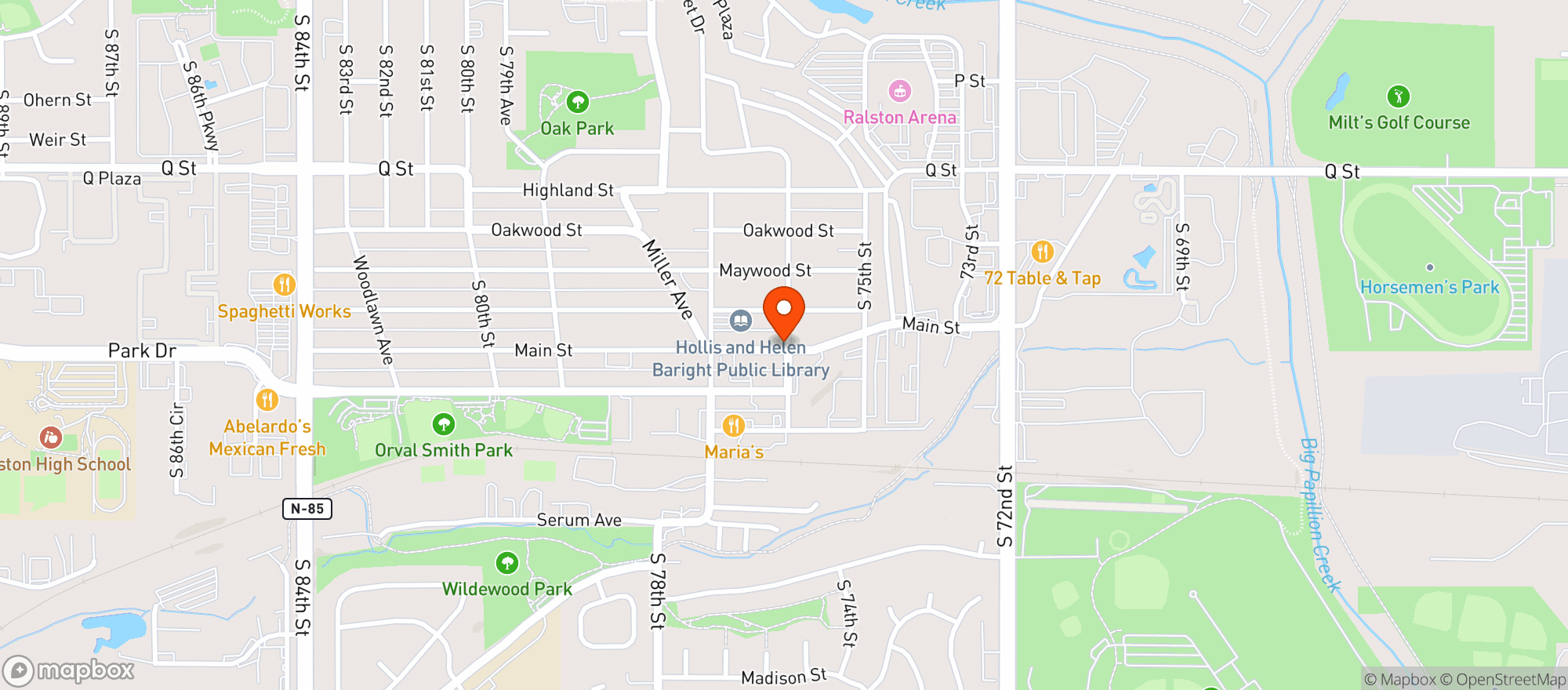 Map showing Scorz Sports Center