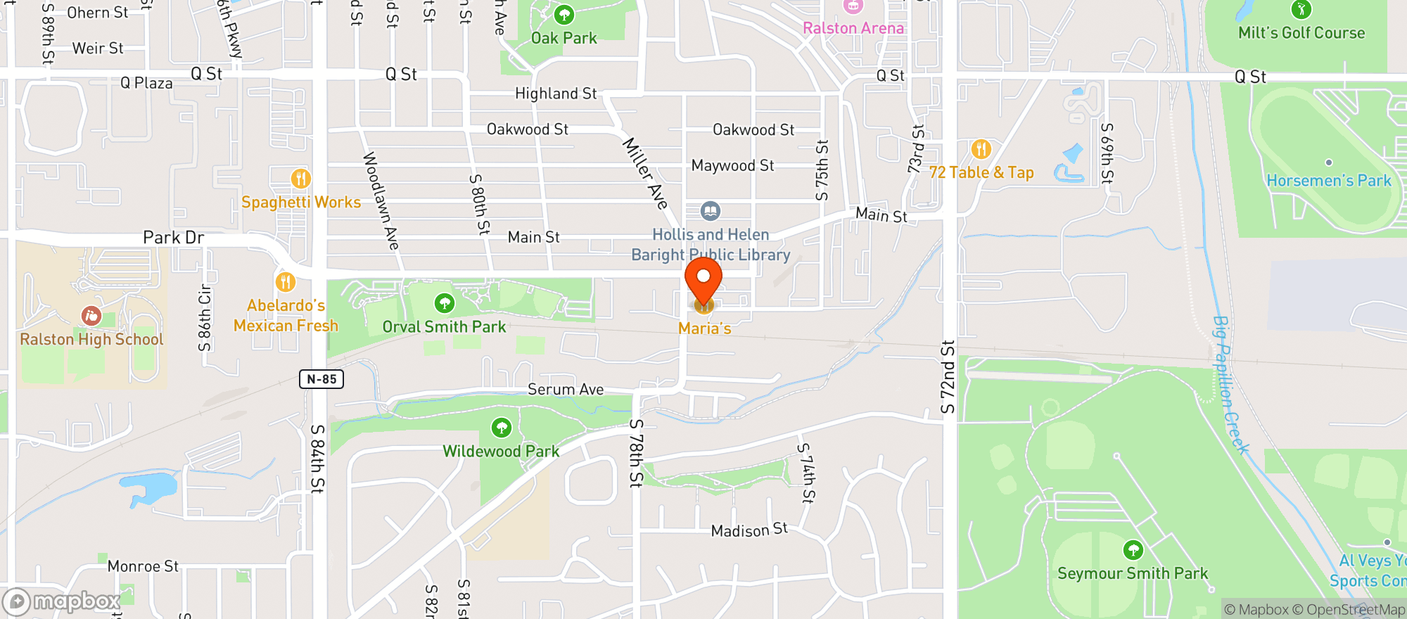 Map showing Marias Restaurant