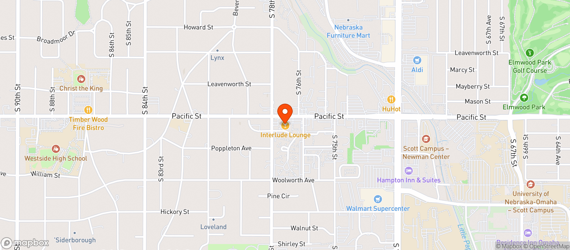Map showing Interlude Lounge