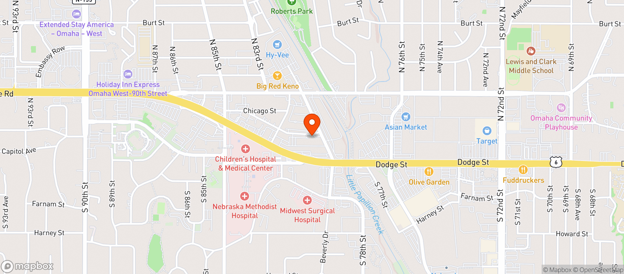 Map showing American Legion Post 1