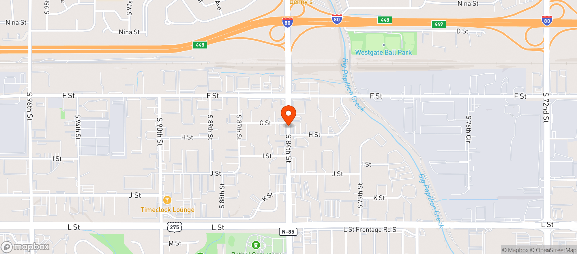 Map showing Bucky Dexters