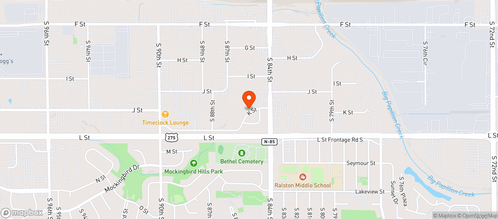 Map showing Cornhusker Beverage Mart