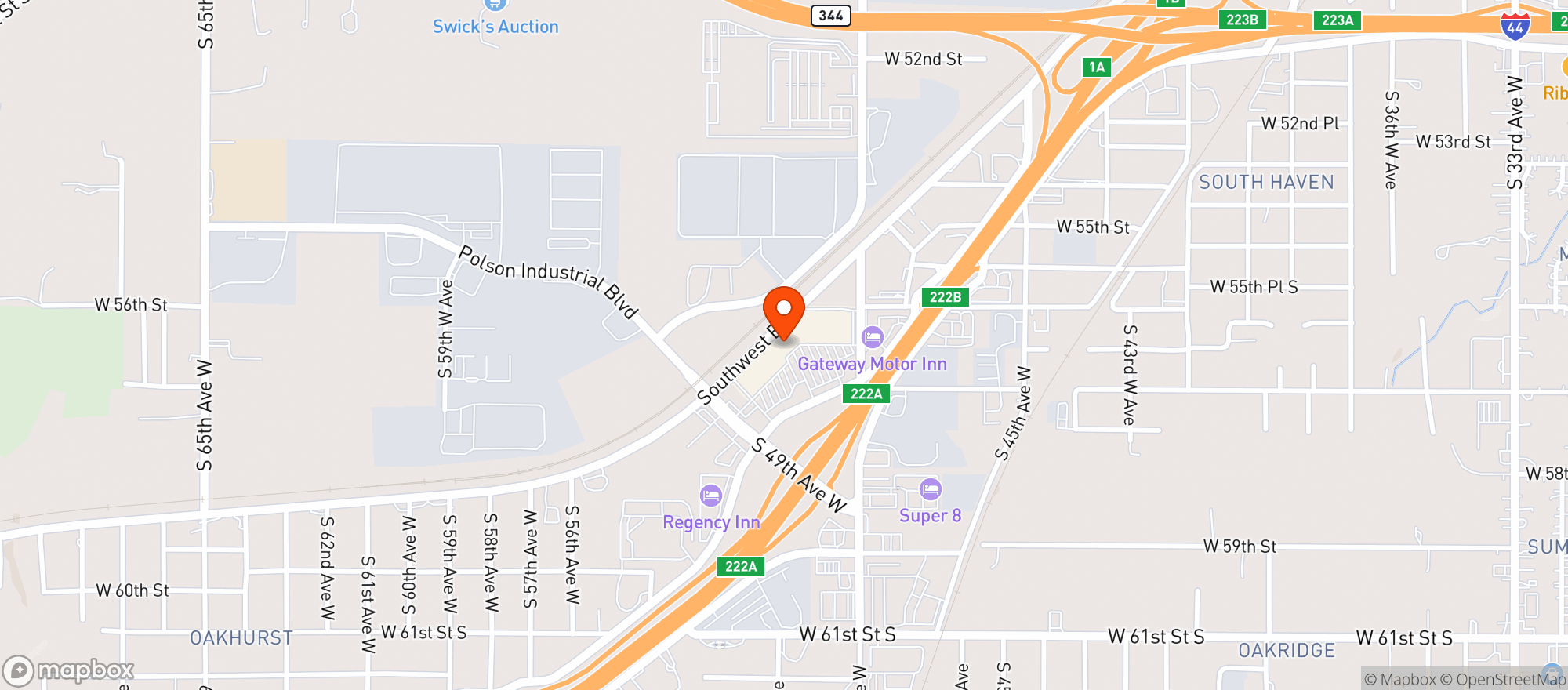 Map showing Turnpike Wine And Liquor - Tulsa