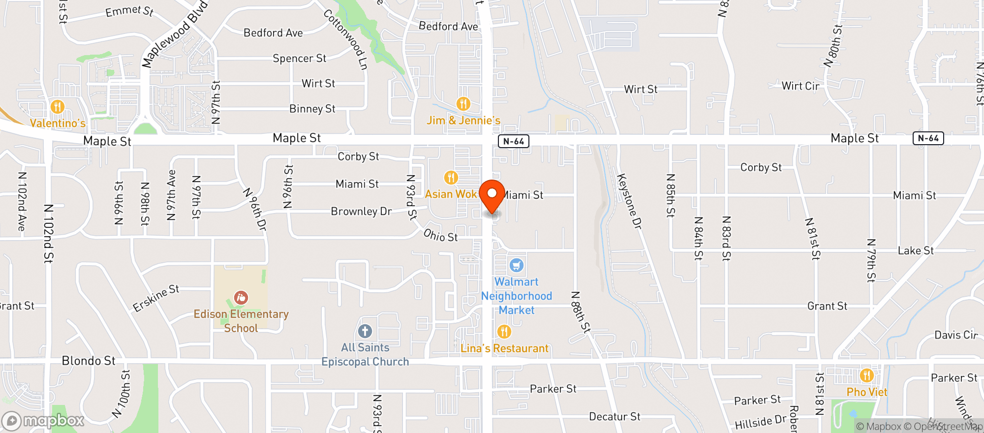 Map showing Grateful Green Dispensary - North Omaha
