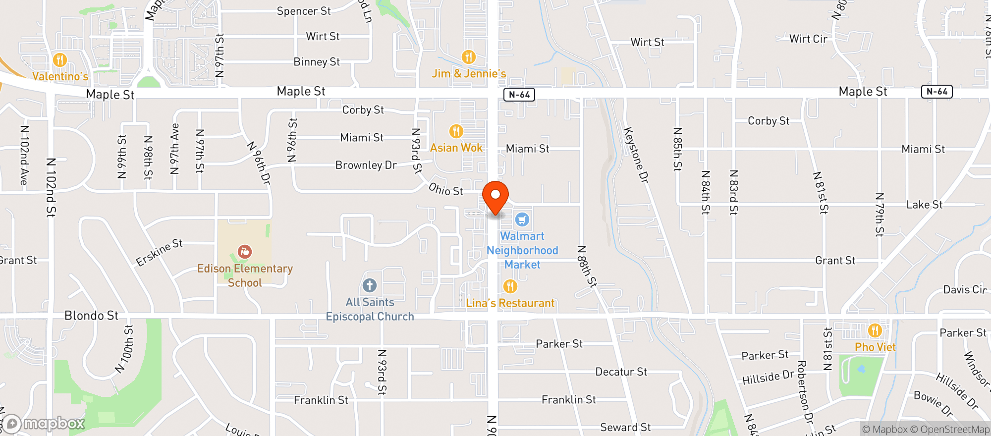 Map showing Walmart Neighborhood Mkt