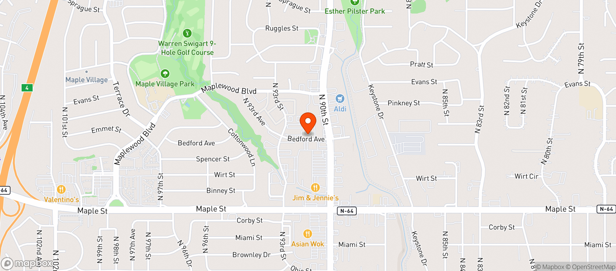 Map showing Pat & Mikes Bar & Grill