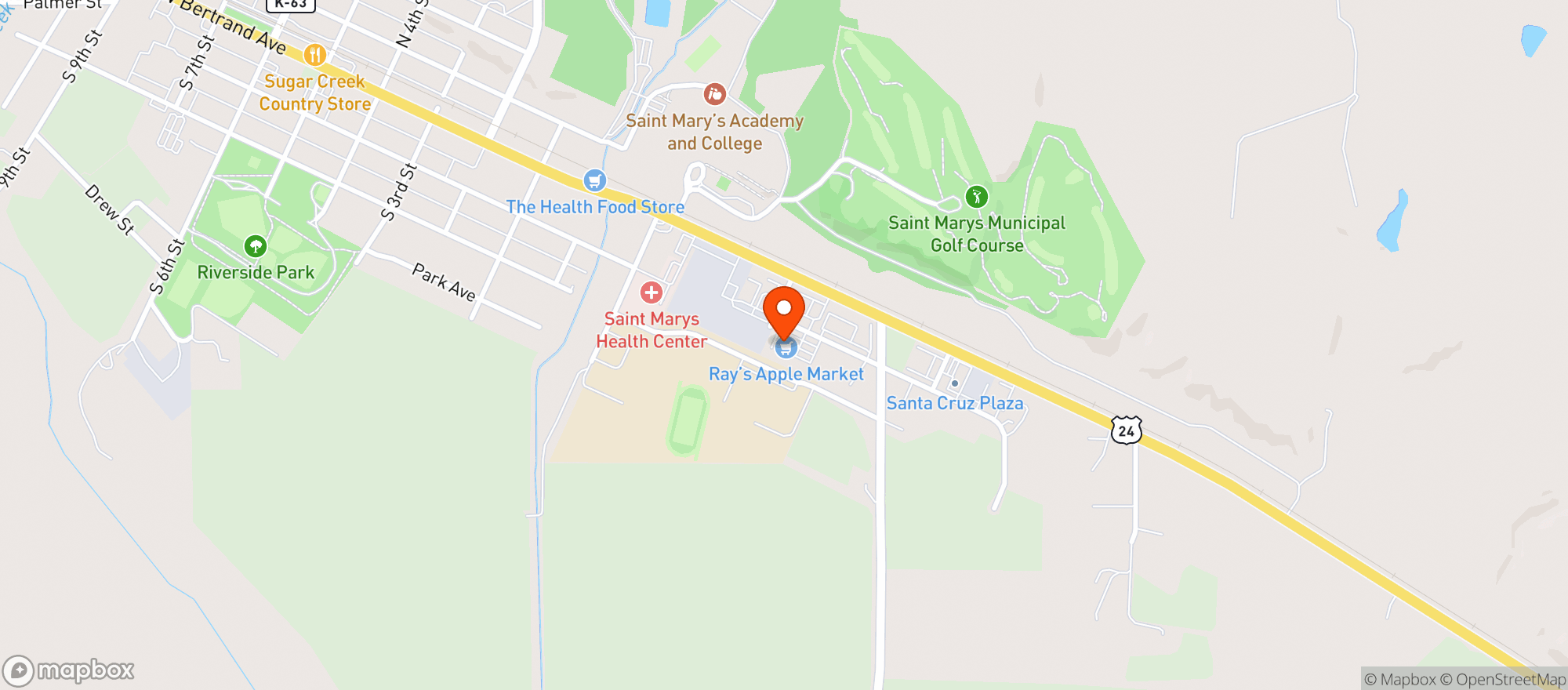 Map showing Rays Apple Market