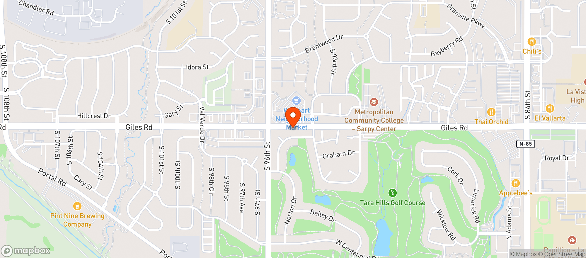 Map showing Ref S Sports Bar & Grill