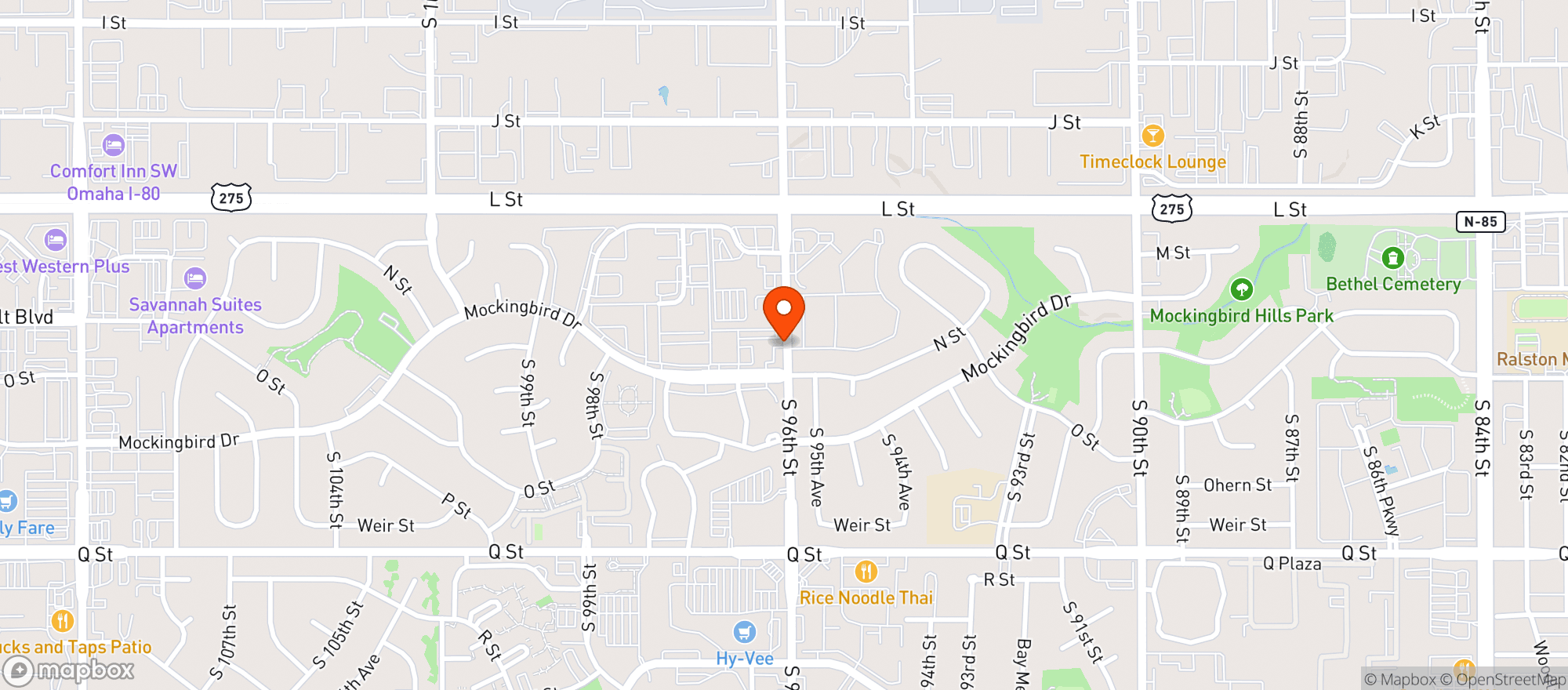 Map showing Mockingbird Lanes
