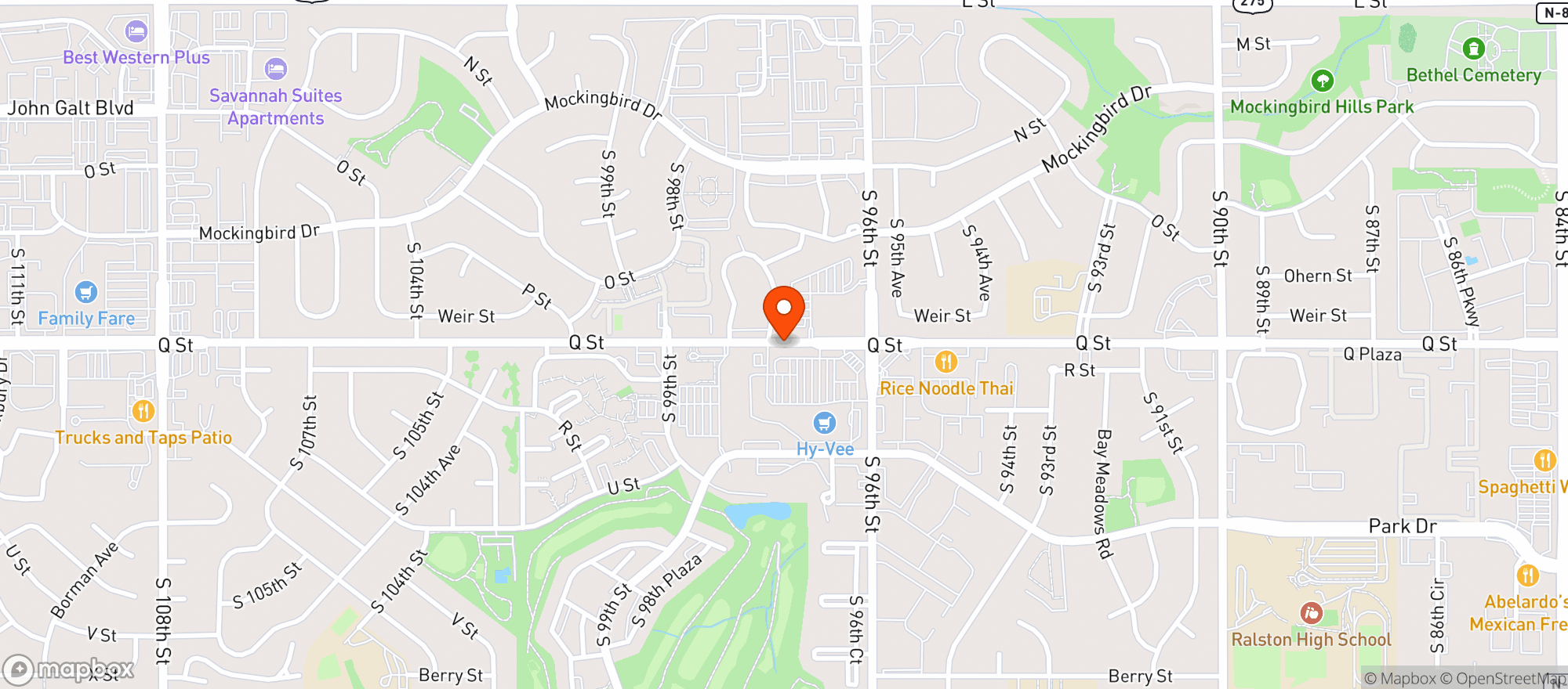 Map showing Varsity Sports Cafe