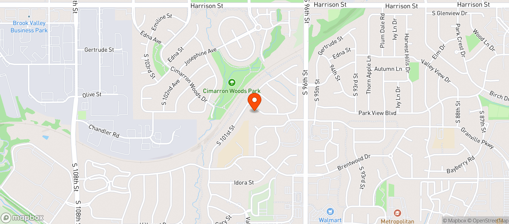 Map showing Cimarron Woods Park