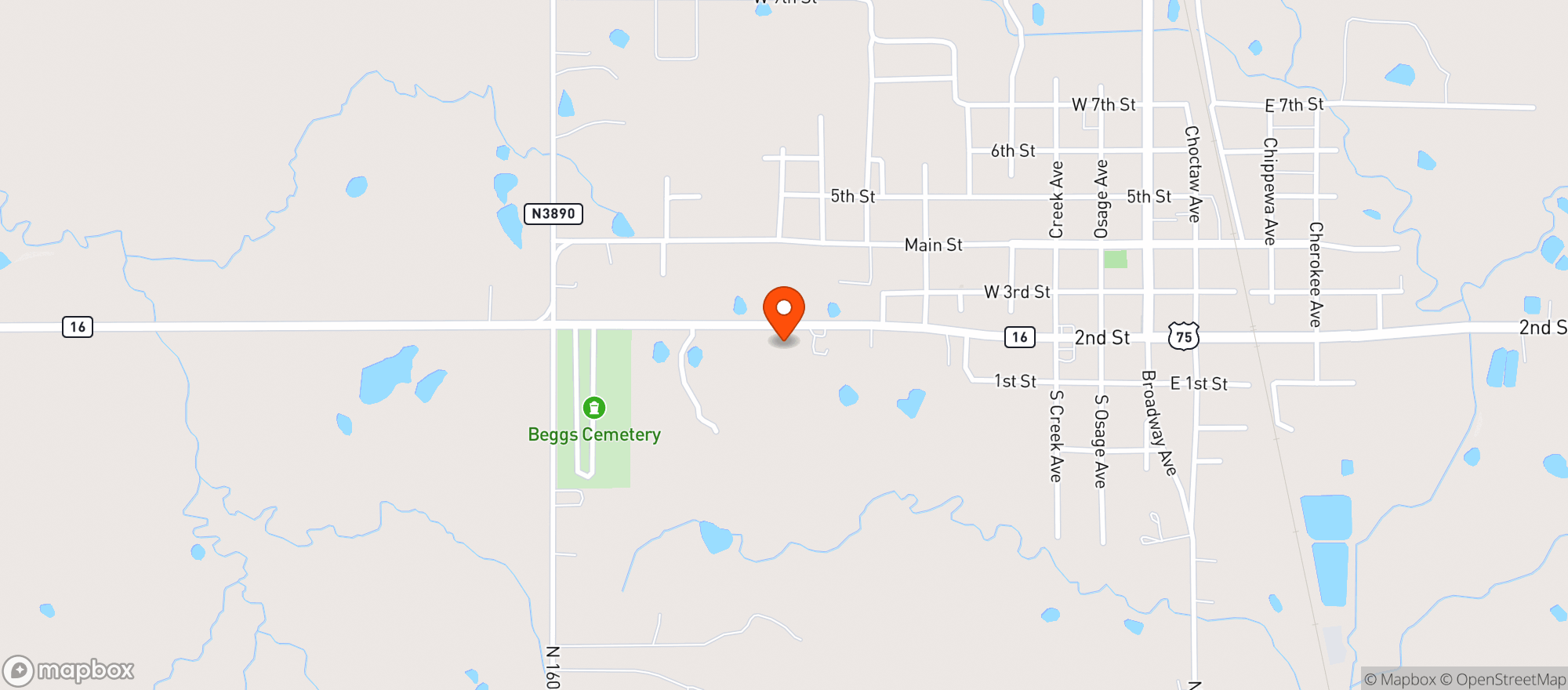 Map showing The Liquor Box - Beggs