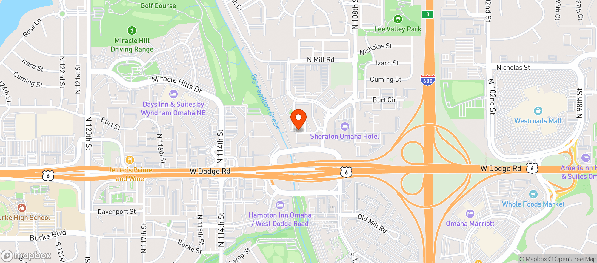 Map showing Old Mill Lounge