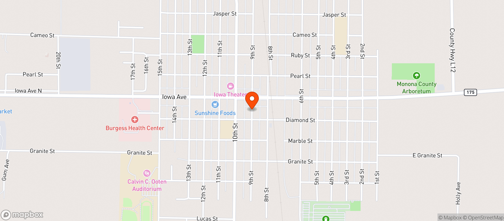 Map showing J D Spirits