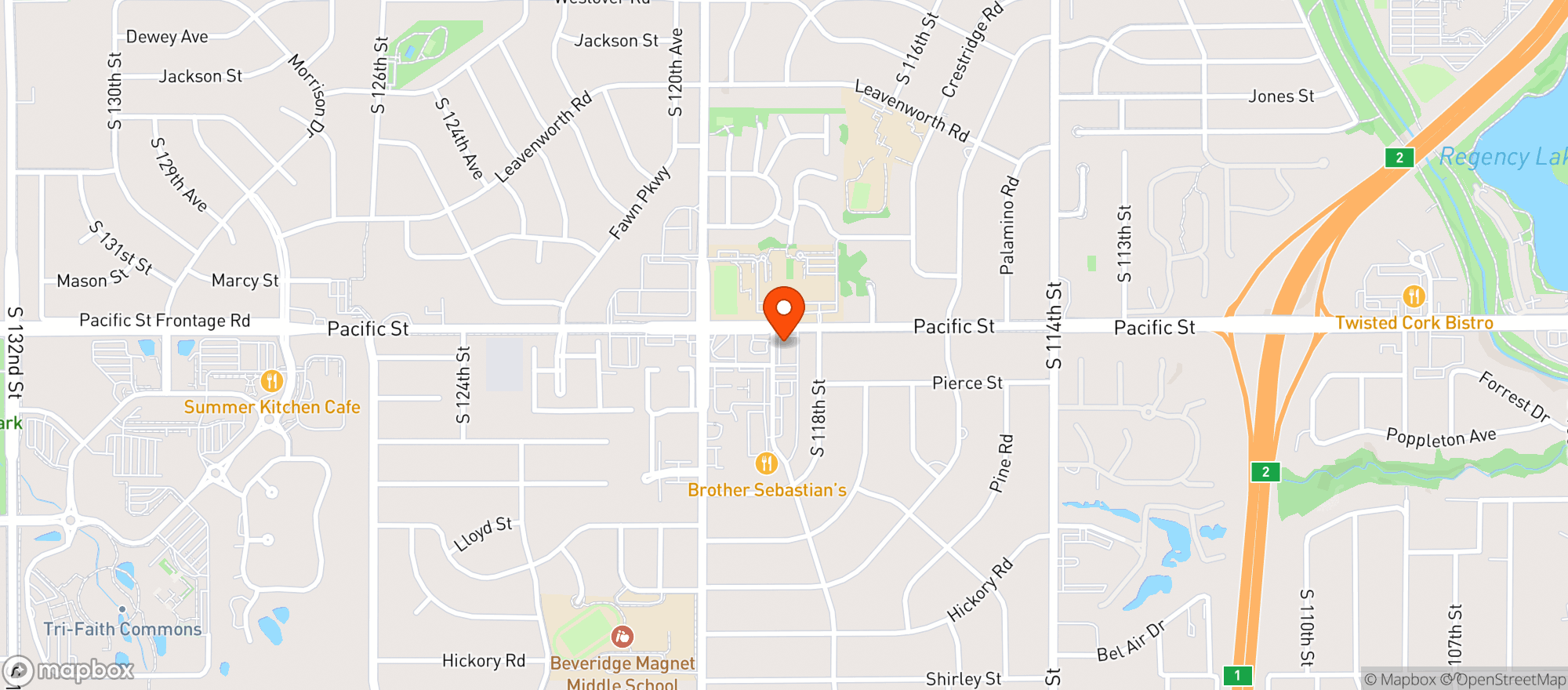 Map showing Big Freds Pizza