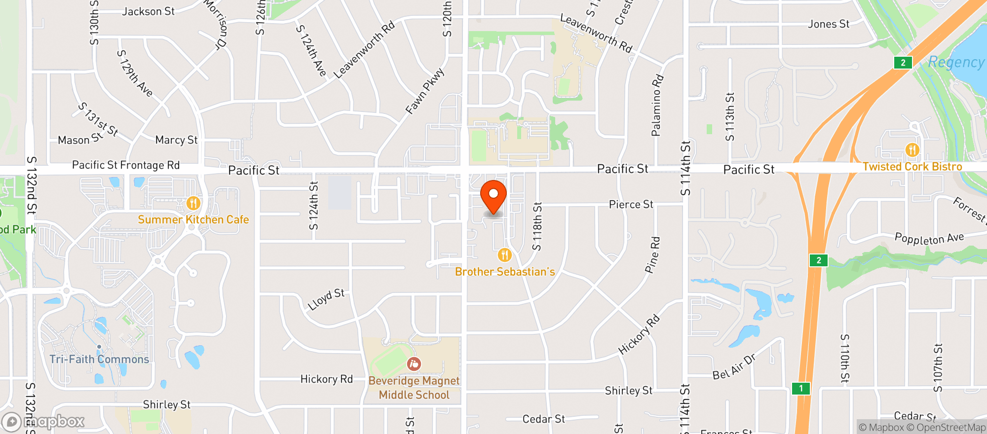 Map showing Tanners Bar & Grill