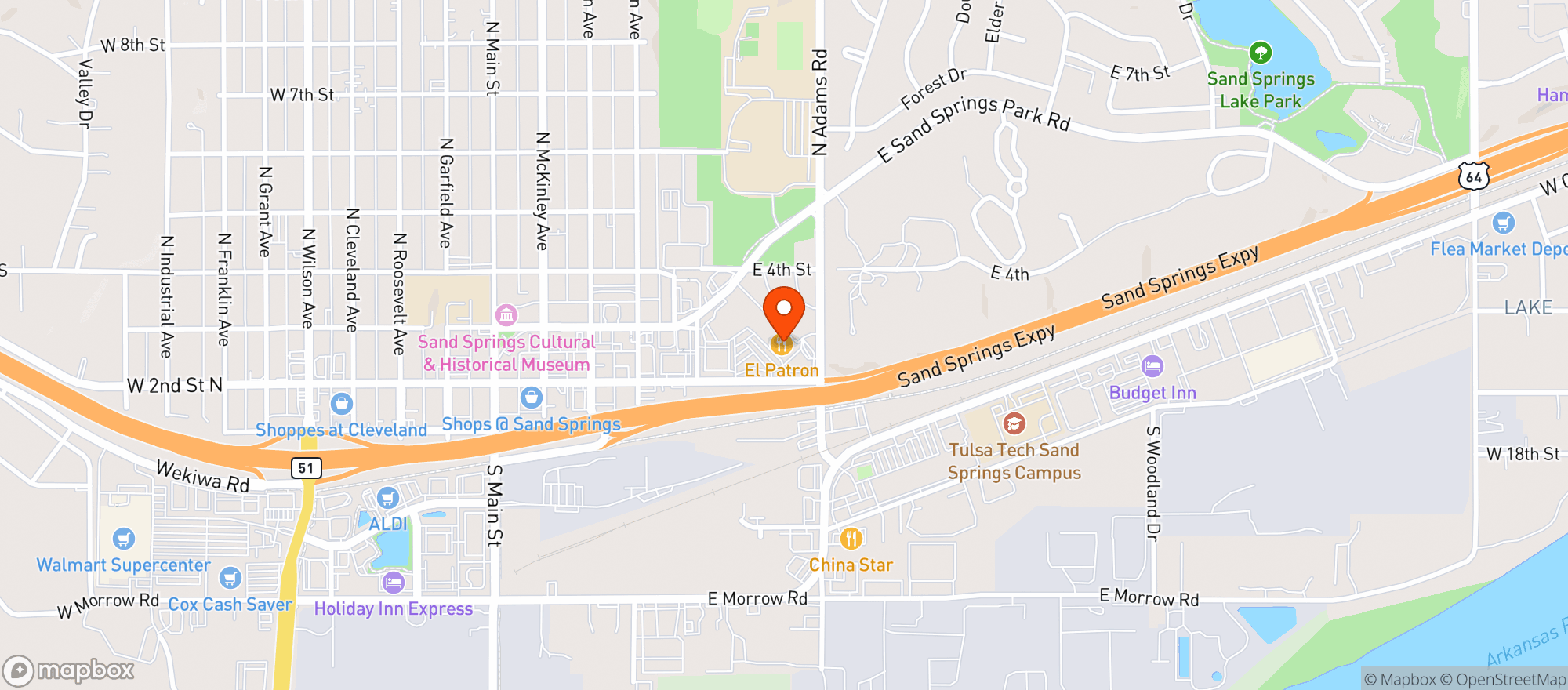 Map showing El Patron Cocina Mexican