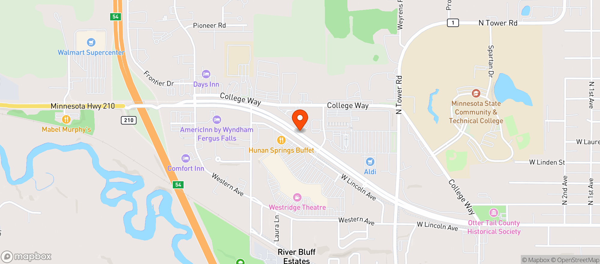 Map showing Fergus Falls Liq West
