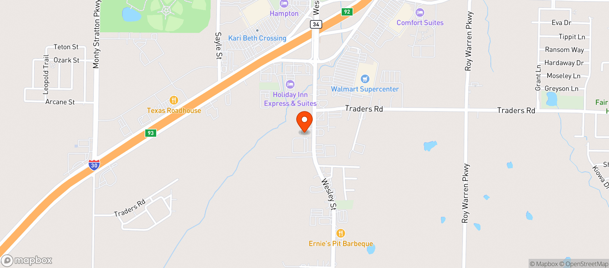 Map showing Hunts Liquor