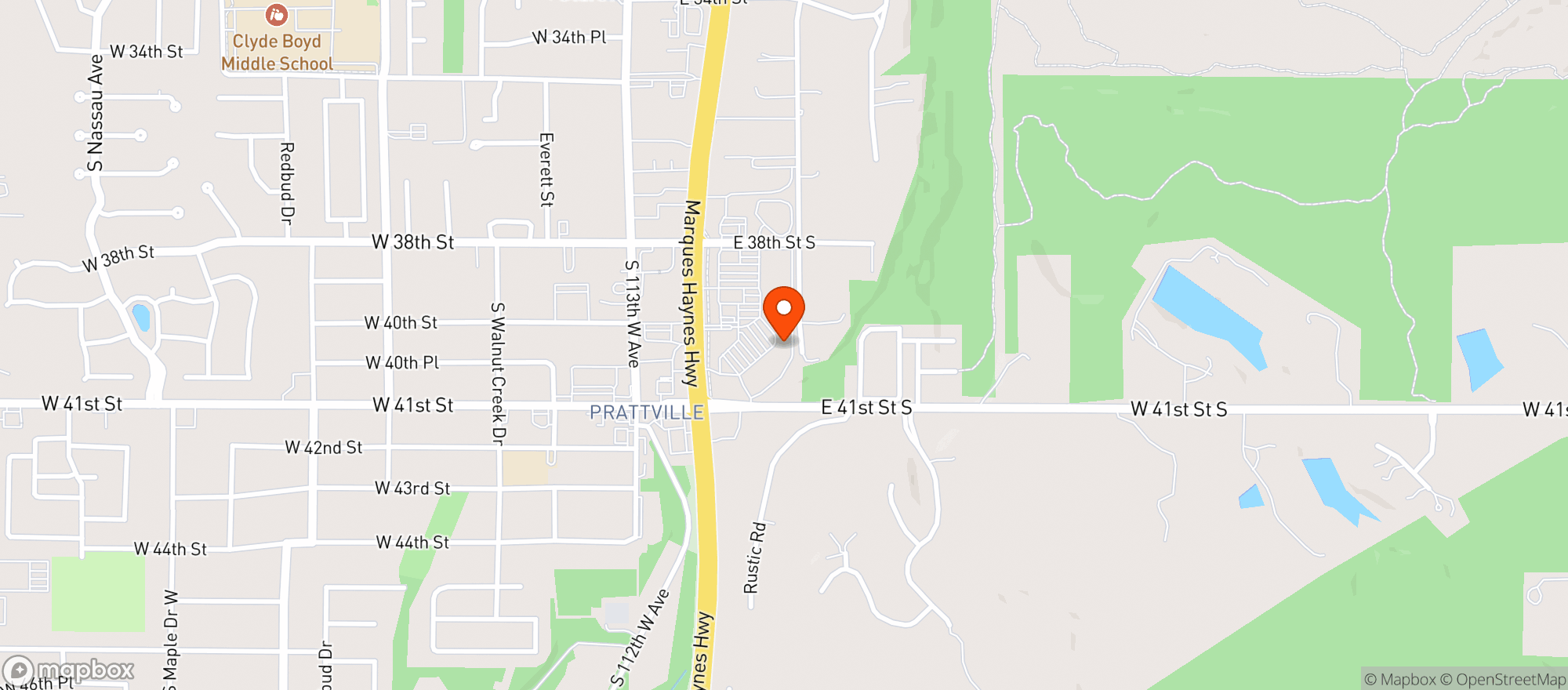 Map showing Dreams Wine & Liquor - Sand Springs