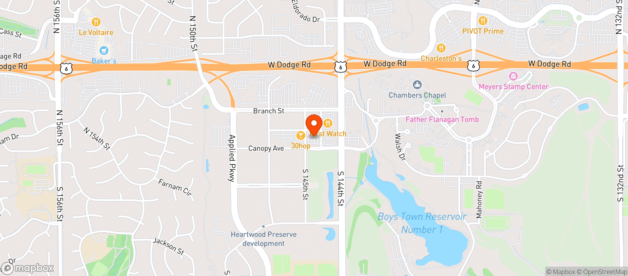 Map showing Charlestons Restaurant