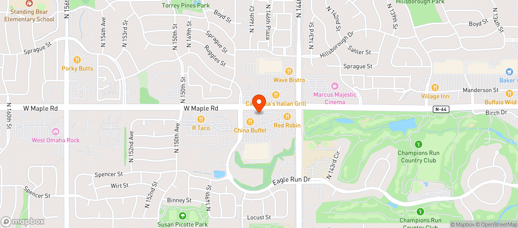 Map showing Addys Sports Bar & Grill