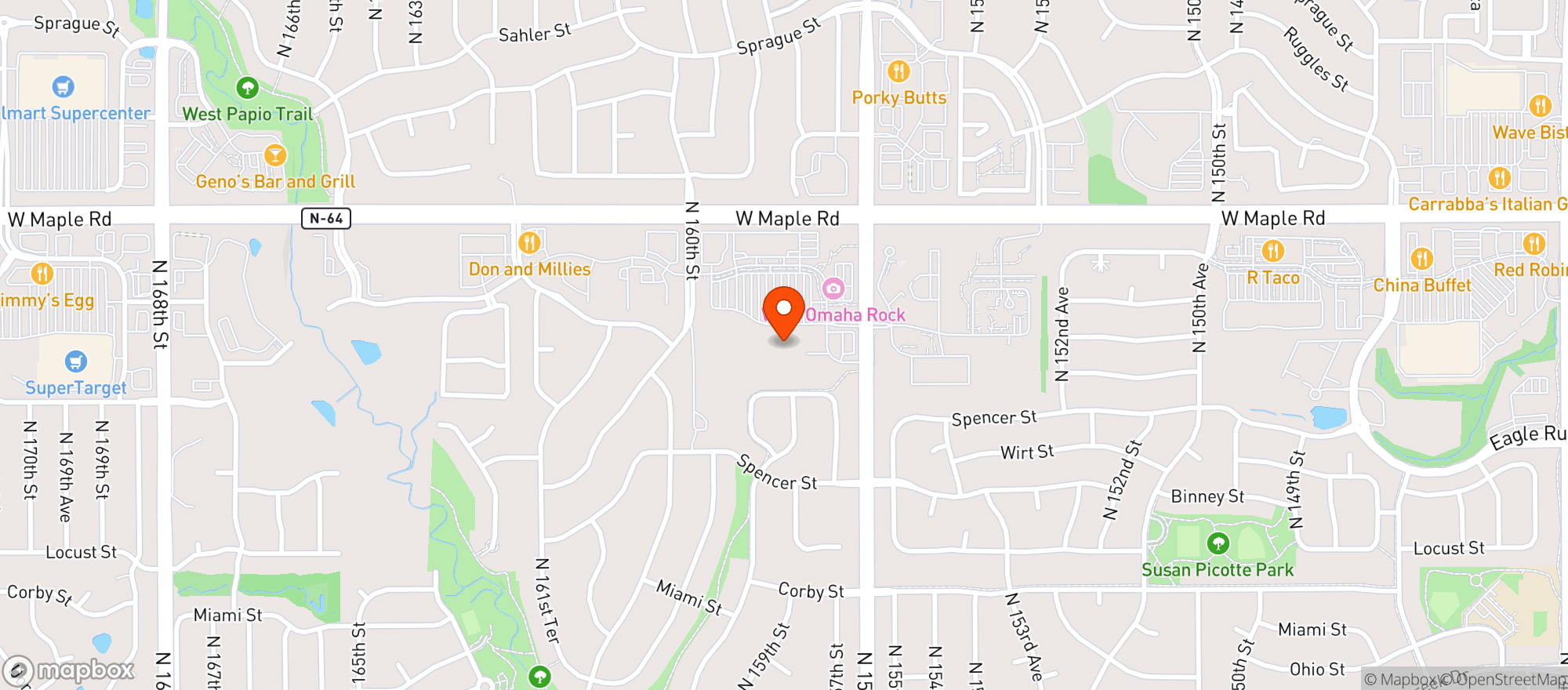 Map showing Hy-Vee #O10 - 156th St - Que