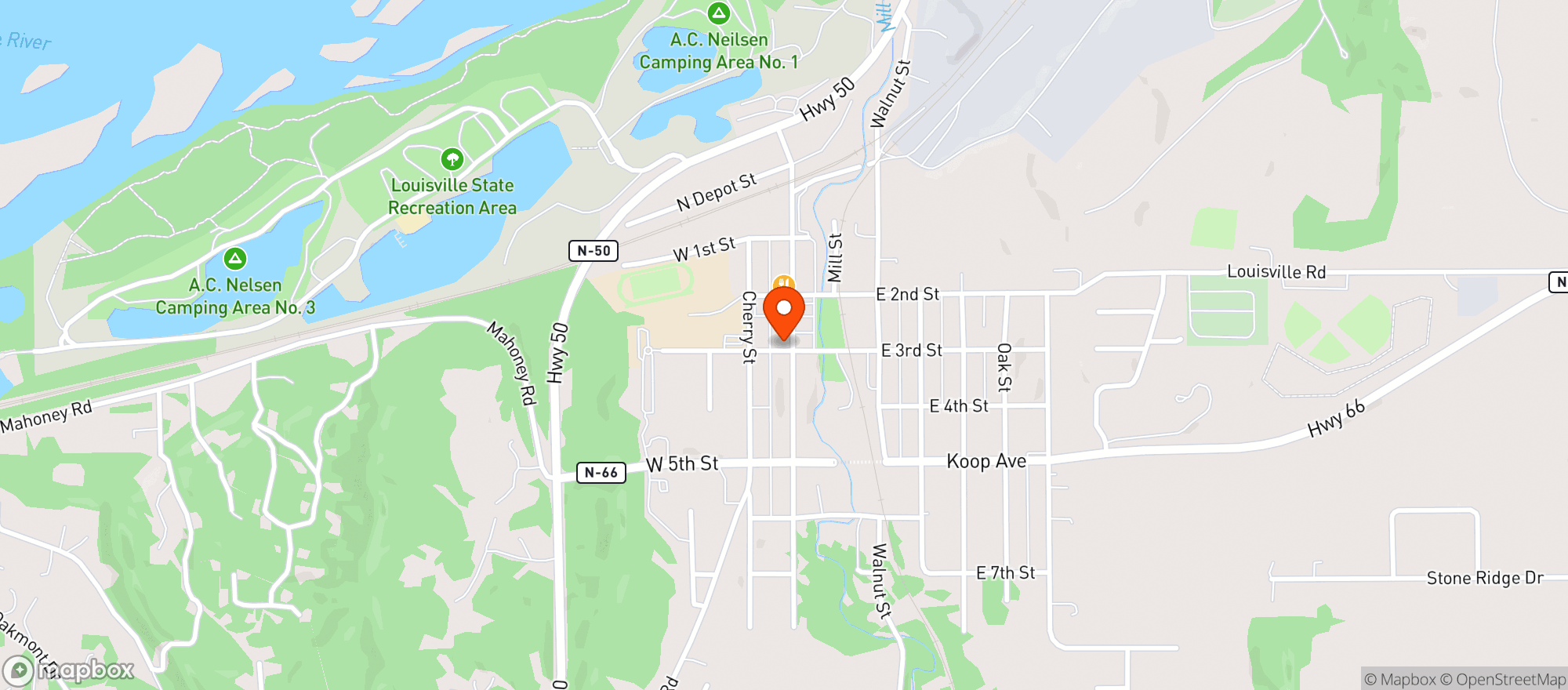Map showing Good Times Saloon