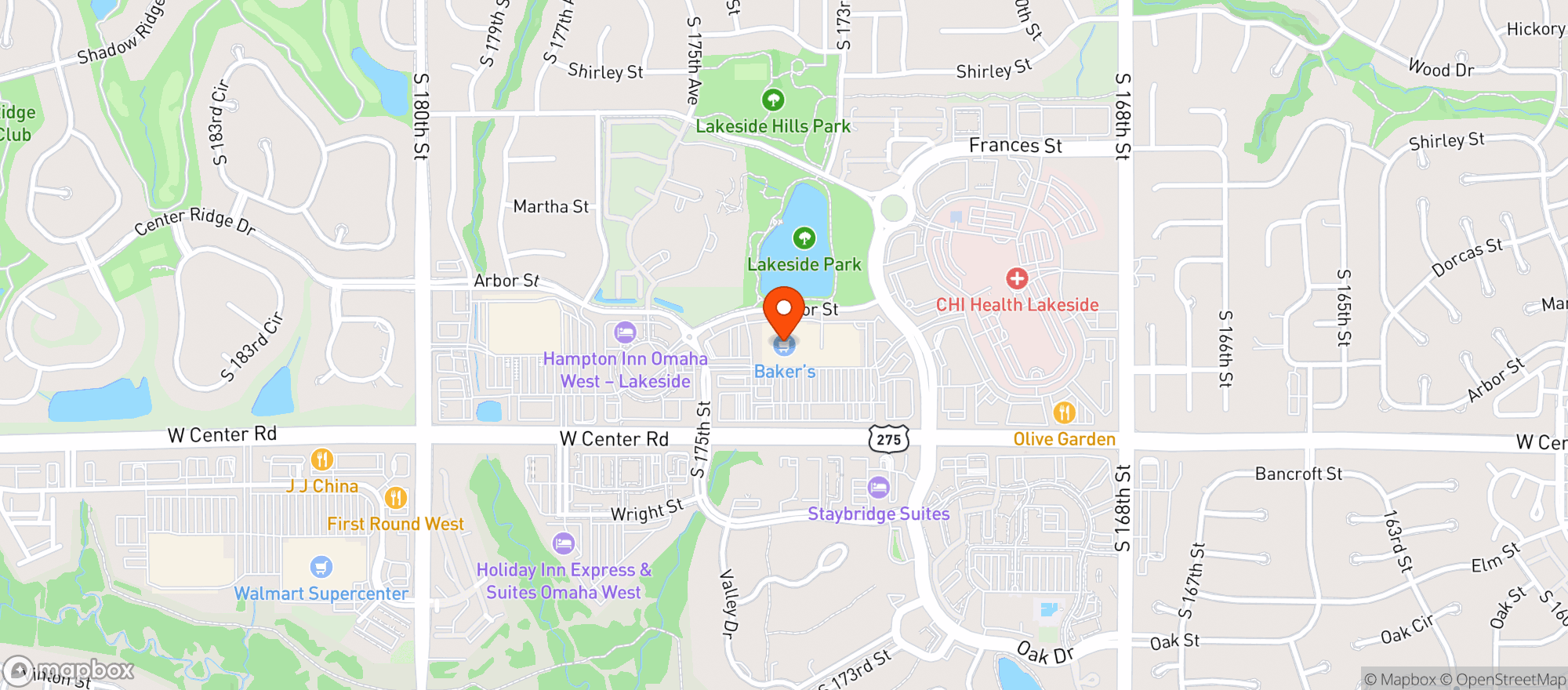 Map showing Bakers Supermarket #320