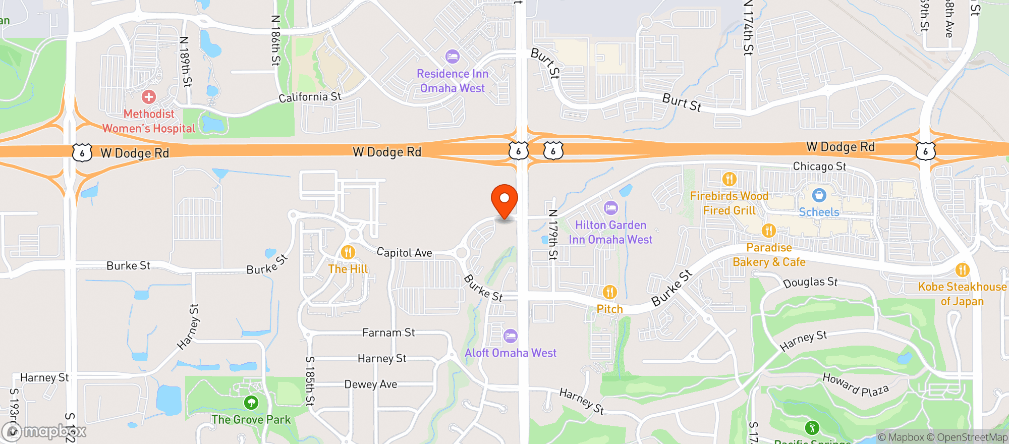 Map showing The Grove Juicery