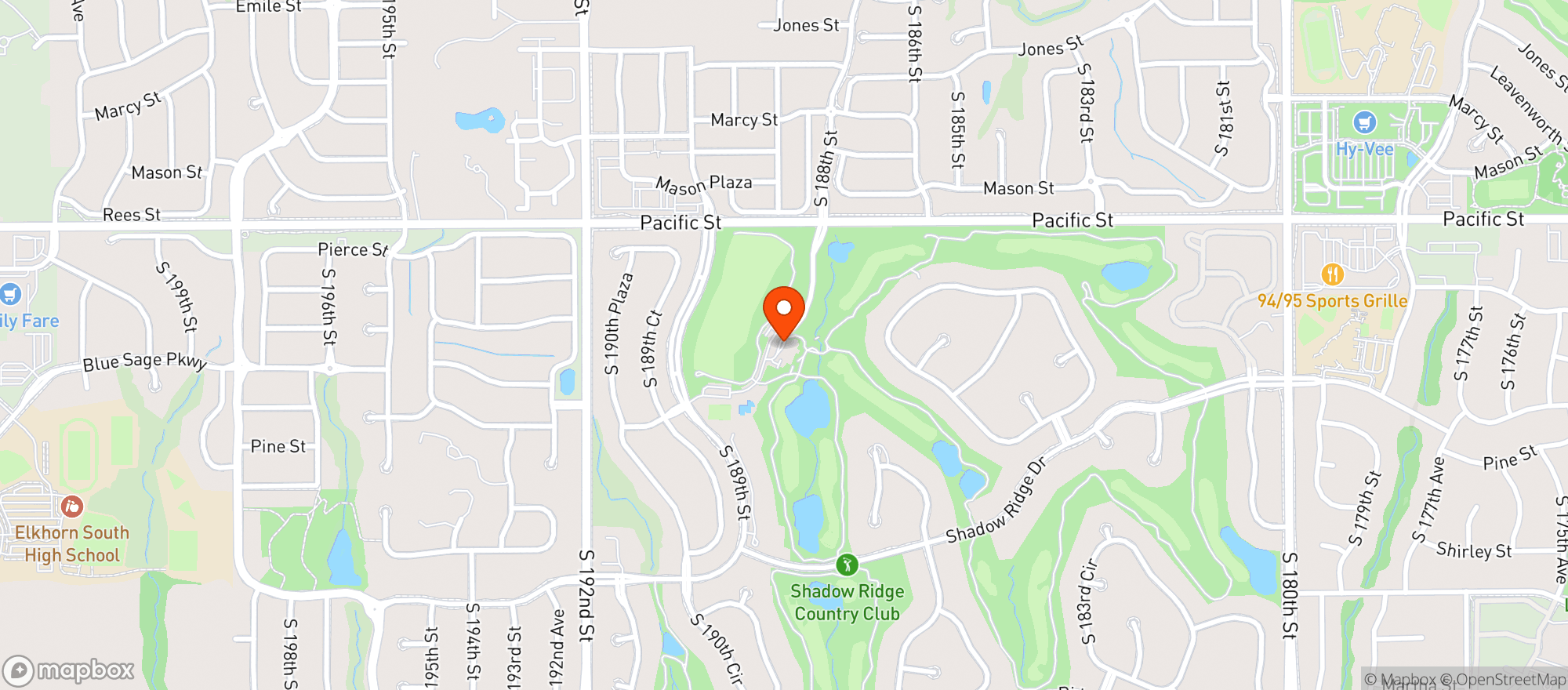 Map showing Shadow Ridge Country Club