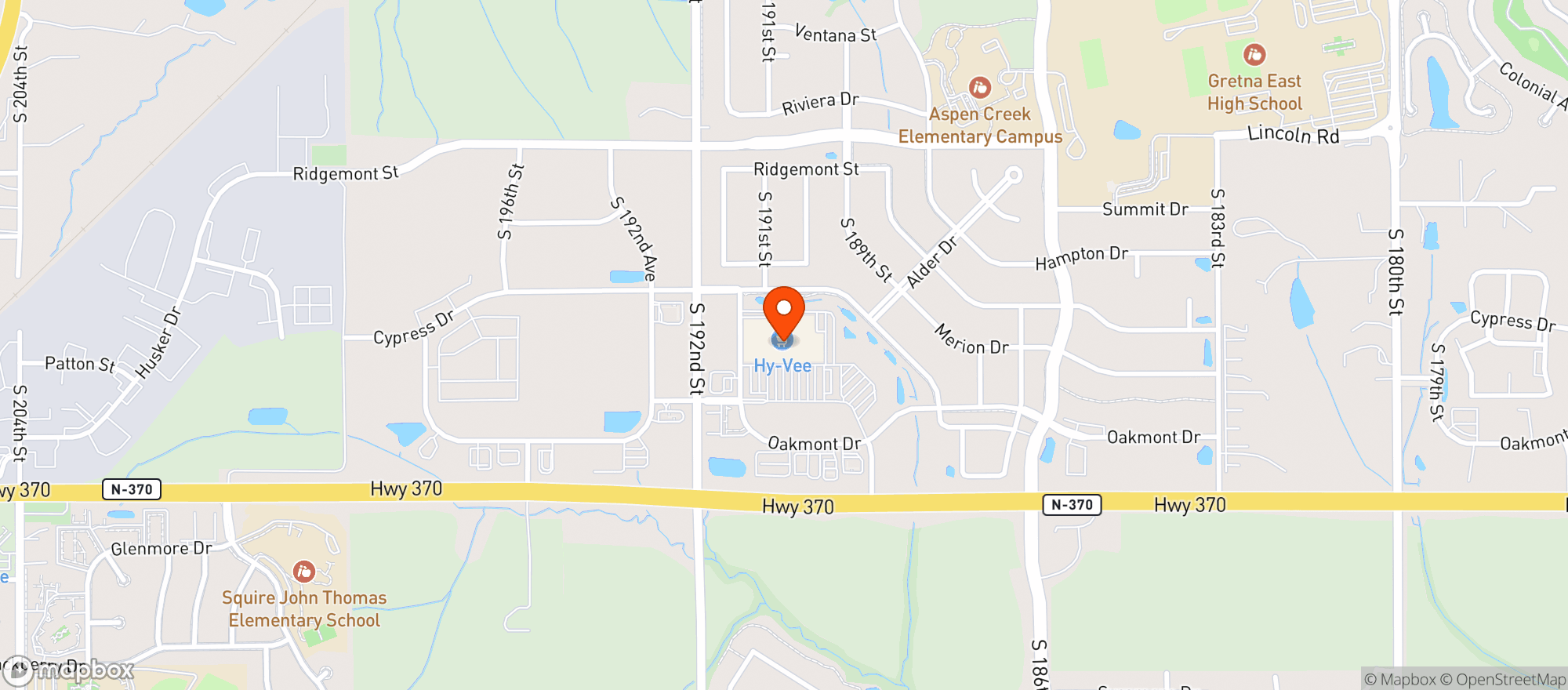 Map showing Hy Vee Food Store #1227