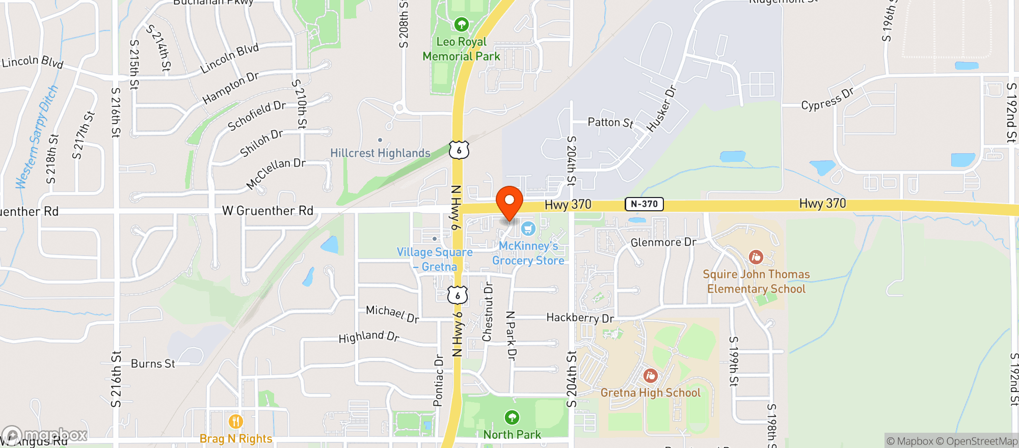 Map showing GRETNA WINE & SPIRITS