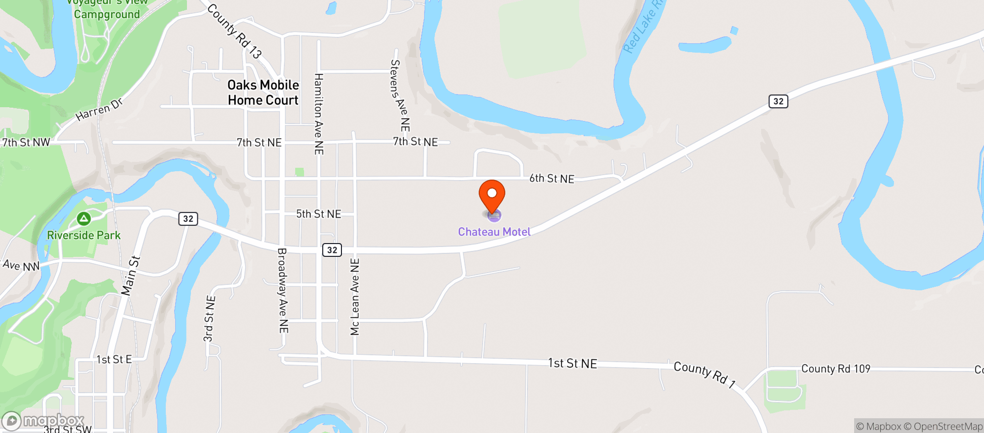 Map showing Paradise Falls Motel