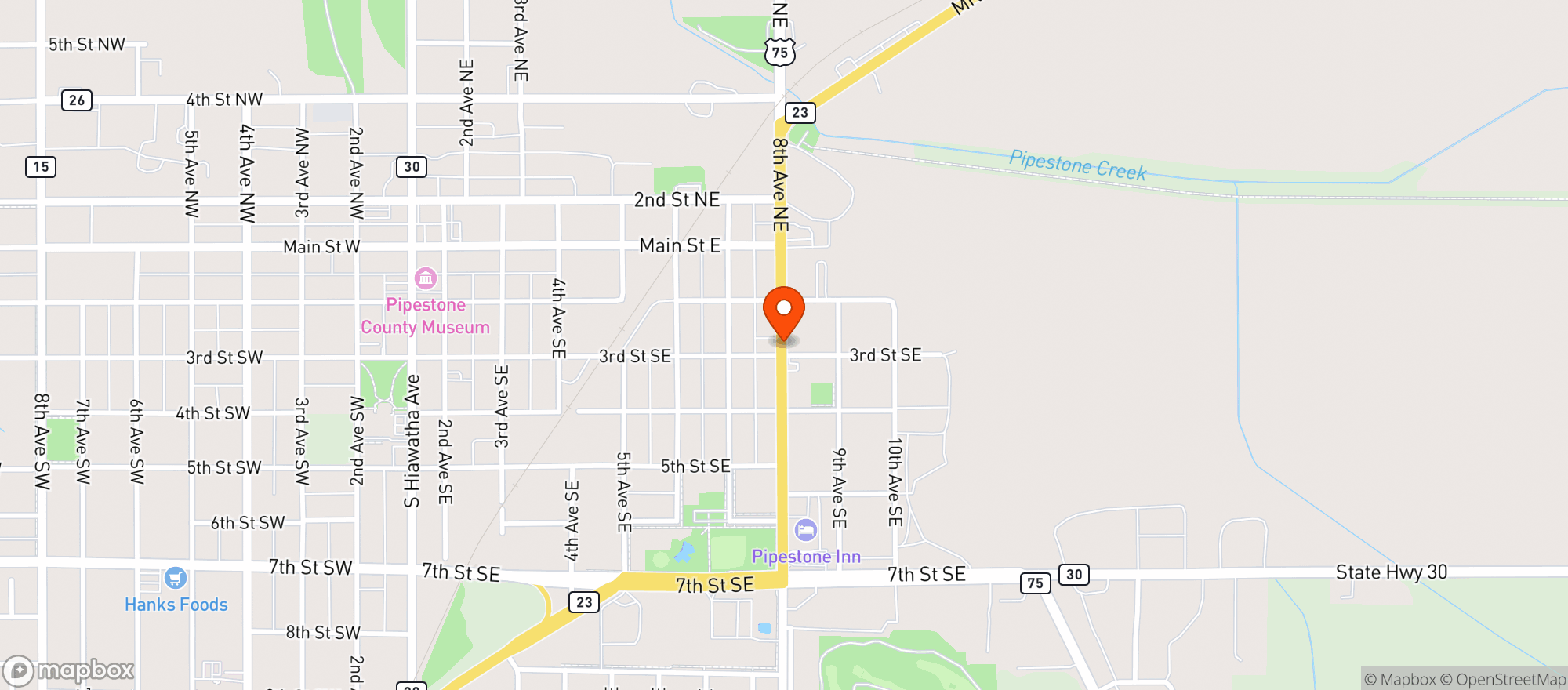 Map showing Pipestone Municipal