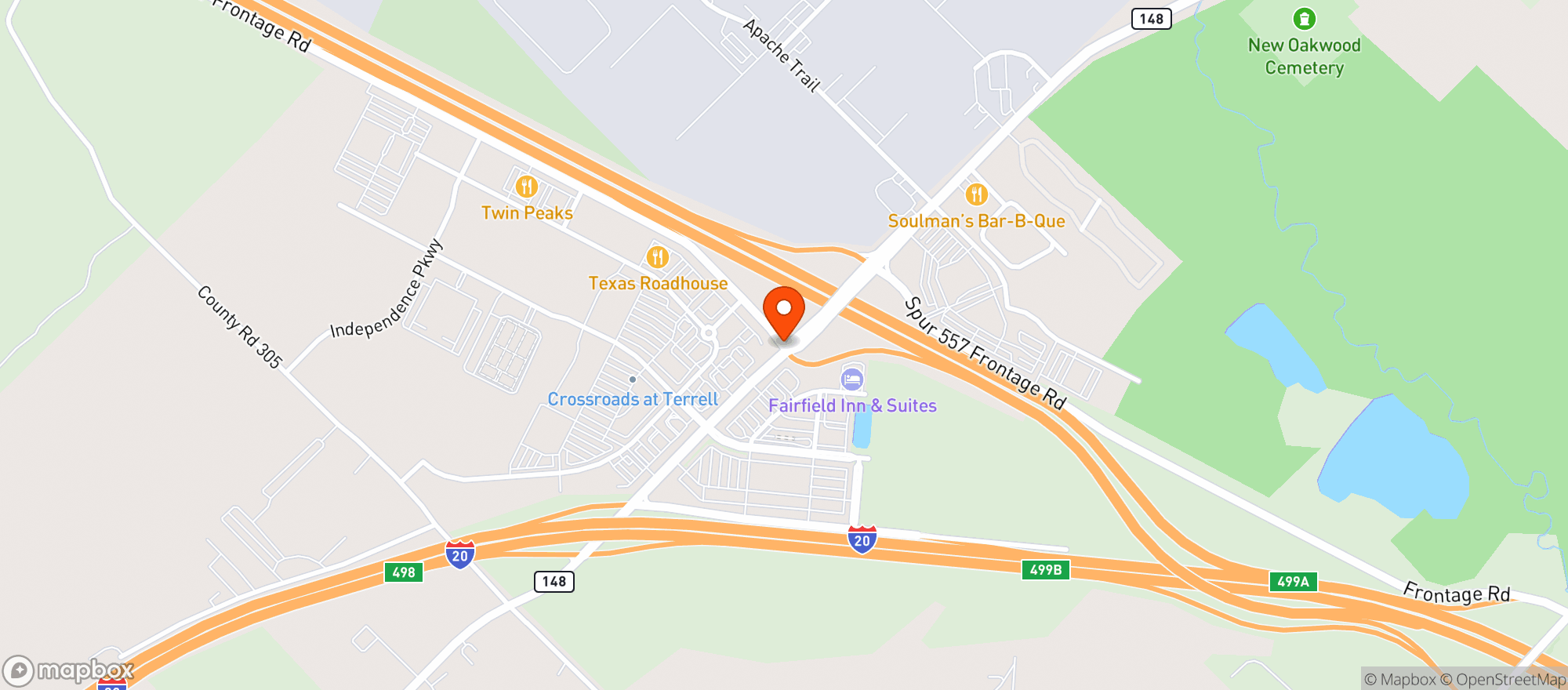 Map showing Texas Roadhouse