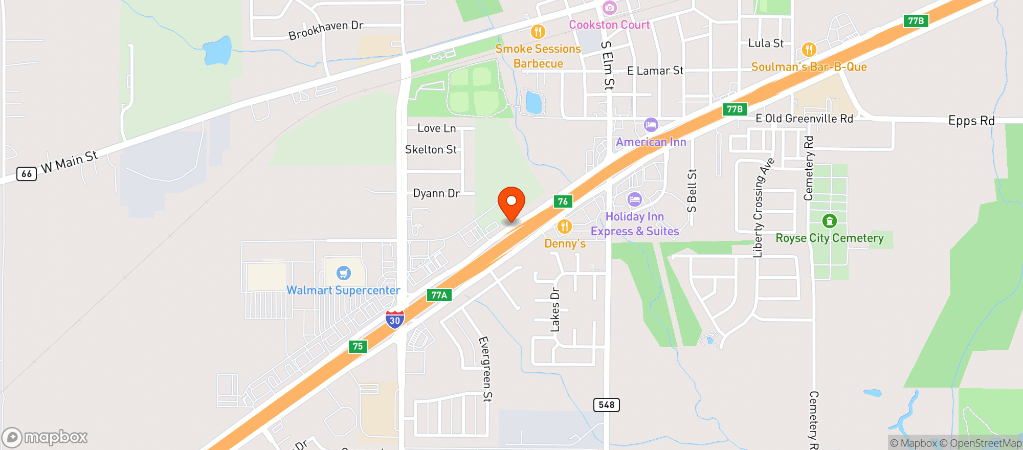 Map showing Panther Canna Royse City