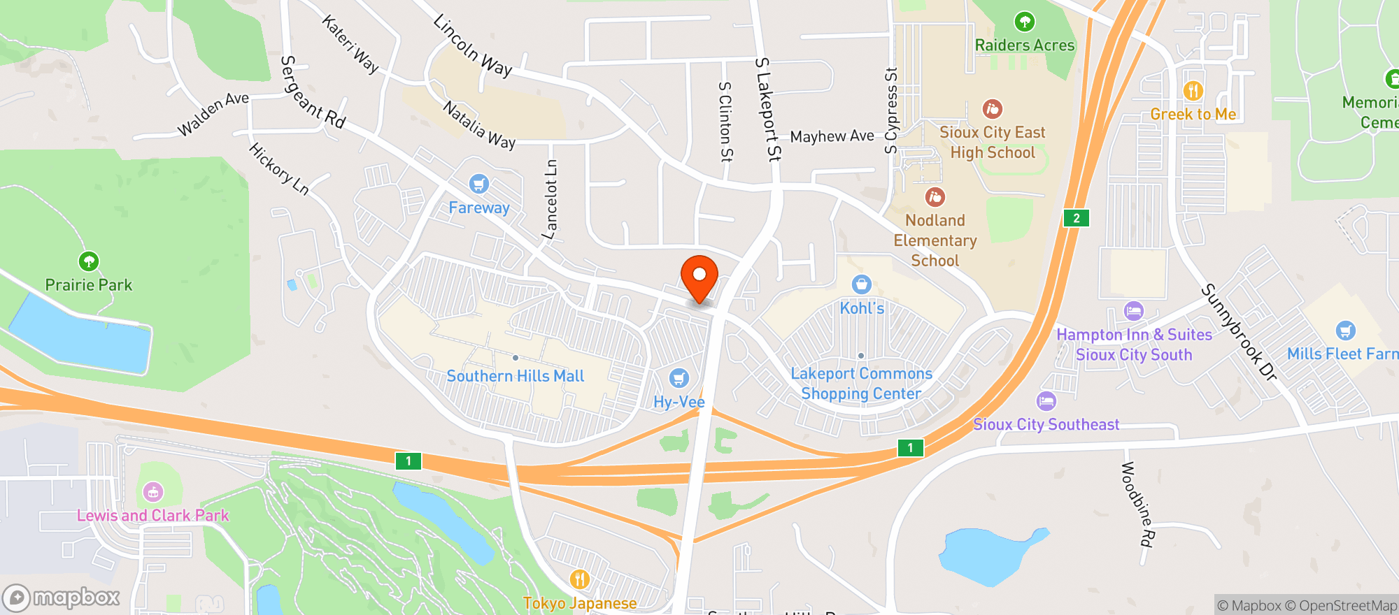 Map showing Hy Vee Food Store