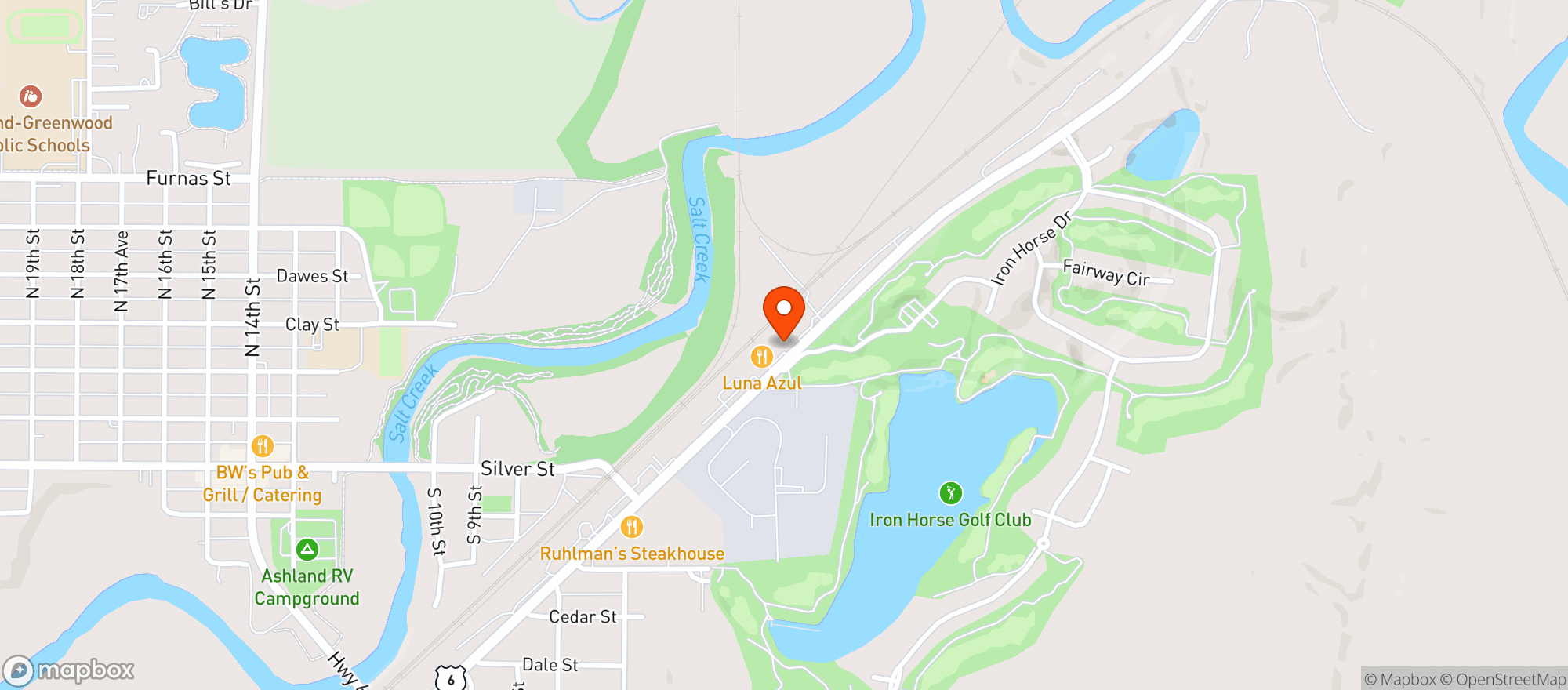 Map showing ASHLAND WINE & SPIRITS