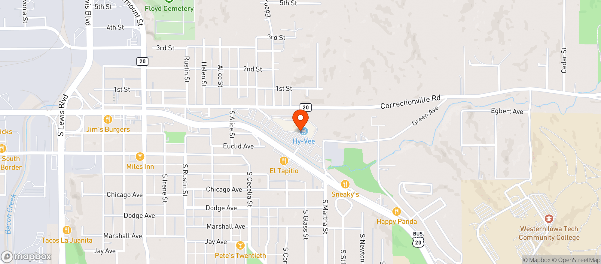 Map showing Hy Vee Food Store